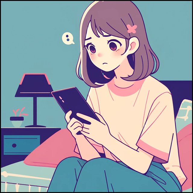 後払いを滞納していて今後どうなるのか不安でスマホを使って情報検索をしている20代女性